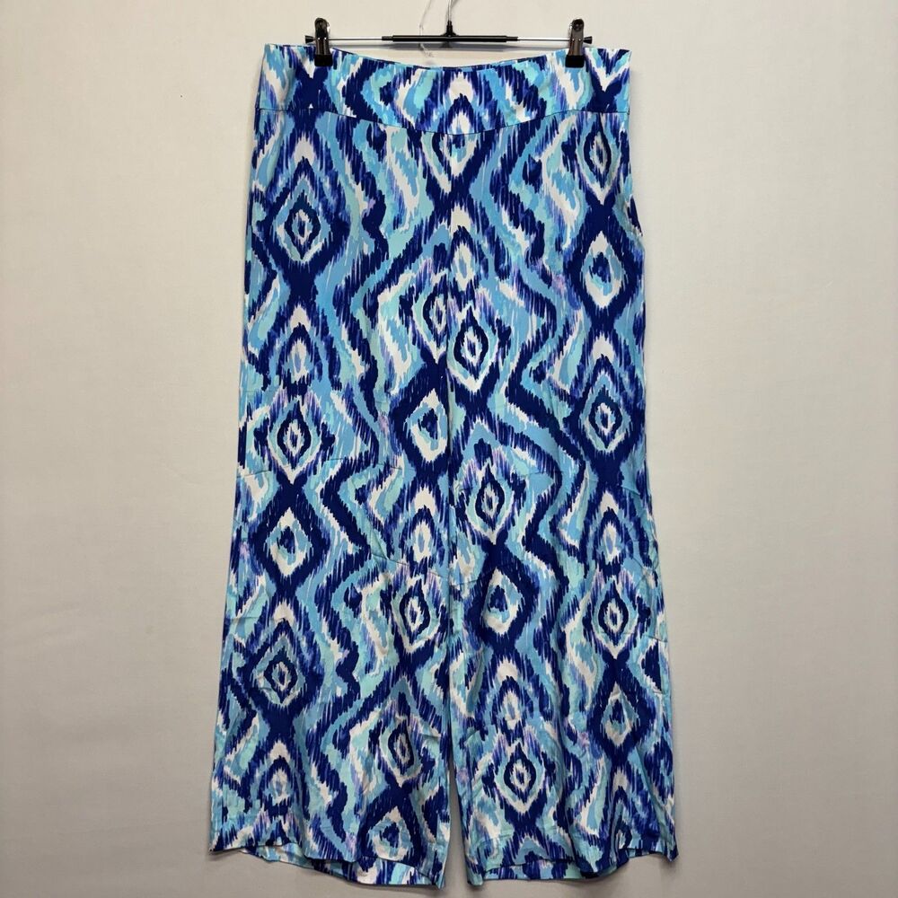 NWT Lilly Pulitzer Wide Leg 100% Silk Palazzo Pants Size 14 Colorful D069 -14